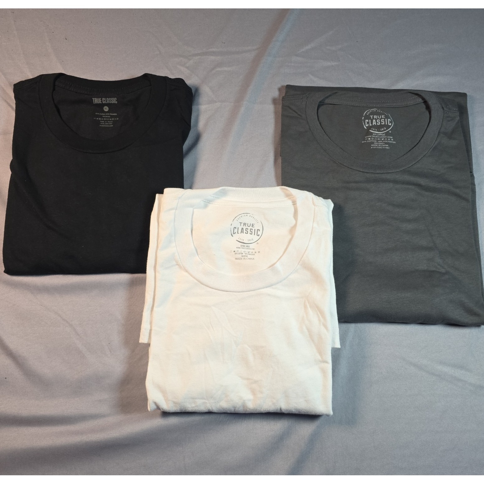 True Classic Crew Neck (3 Pack) Extra Large Xl Black, Gray, White